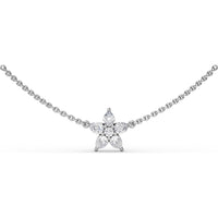 Star Necklace with Pear-Shaped and Round Diamond Pendant by Fana - 0.89 Carat Total Diamond Weight