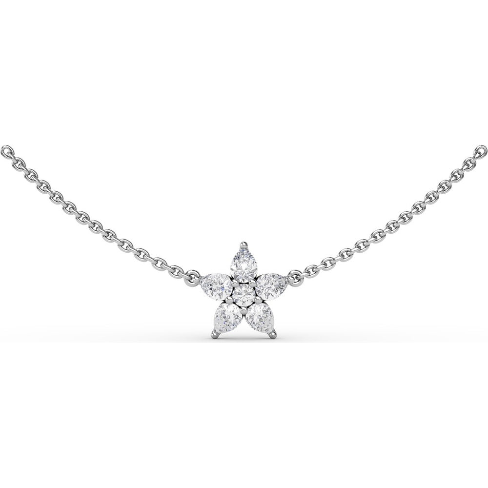 Star Necklace with Pear-Shaped and Round Diamond Pendant by Fana - 0.89 Carat Total Diamond Weight
