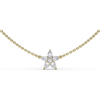 Star Necklace with Pear-Shaped and Round Diamond Pendant by Fana - 0.89 Carat Total Diamond Weight