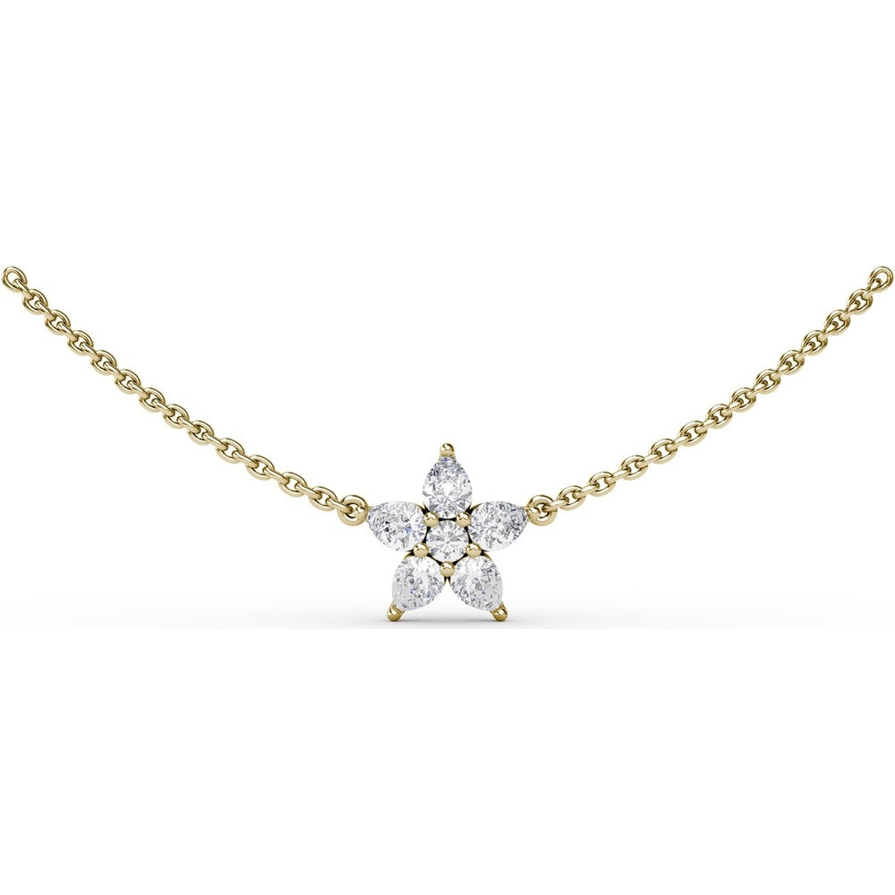 Star Necklace with Pear-Shaped and Round Diamond Pendant by Fana - 0.89 Carat Total Diamond Weight