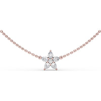 Star Necklace with Pear-Shaped and Round Diamond Pendant by Fana - 0.89 Carat Total Diamond Weight
