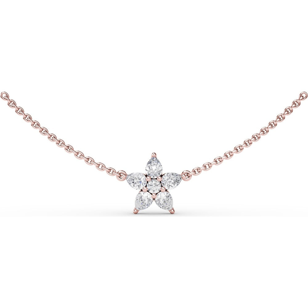 Star Necklace with Pear-Shaped and Round Diamond Pendant by Fana - 0.89 Carat Total Diamond Weight