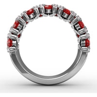 Statement Band with Prong-Set Round Rubies and Pavé Diamond Accents by Fana - 1.85 Carat Total Gemstone Weight