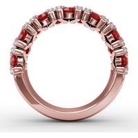 Statement Band with Prong-Set Round Rubies and Pavé Diamond Accents by Fana - 1.85 Carat Total Gemstone Weight