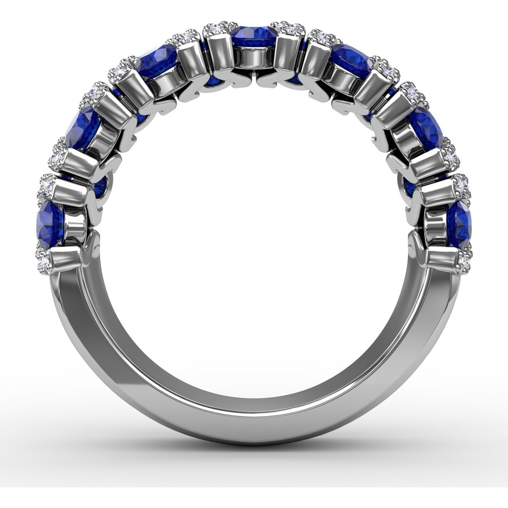 Statement Band with Round Sapphires and Pavé Diamond Openwork by Fana - 1.85 Carat Total Gemstone Weight