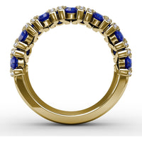 Statement Band with Round Sapphires and Pavé Diamond Openwork by Fana - 1.85 Carat Total Gemstone Weight