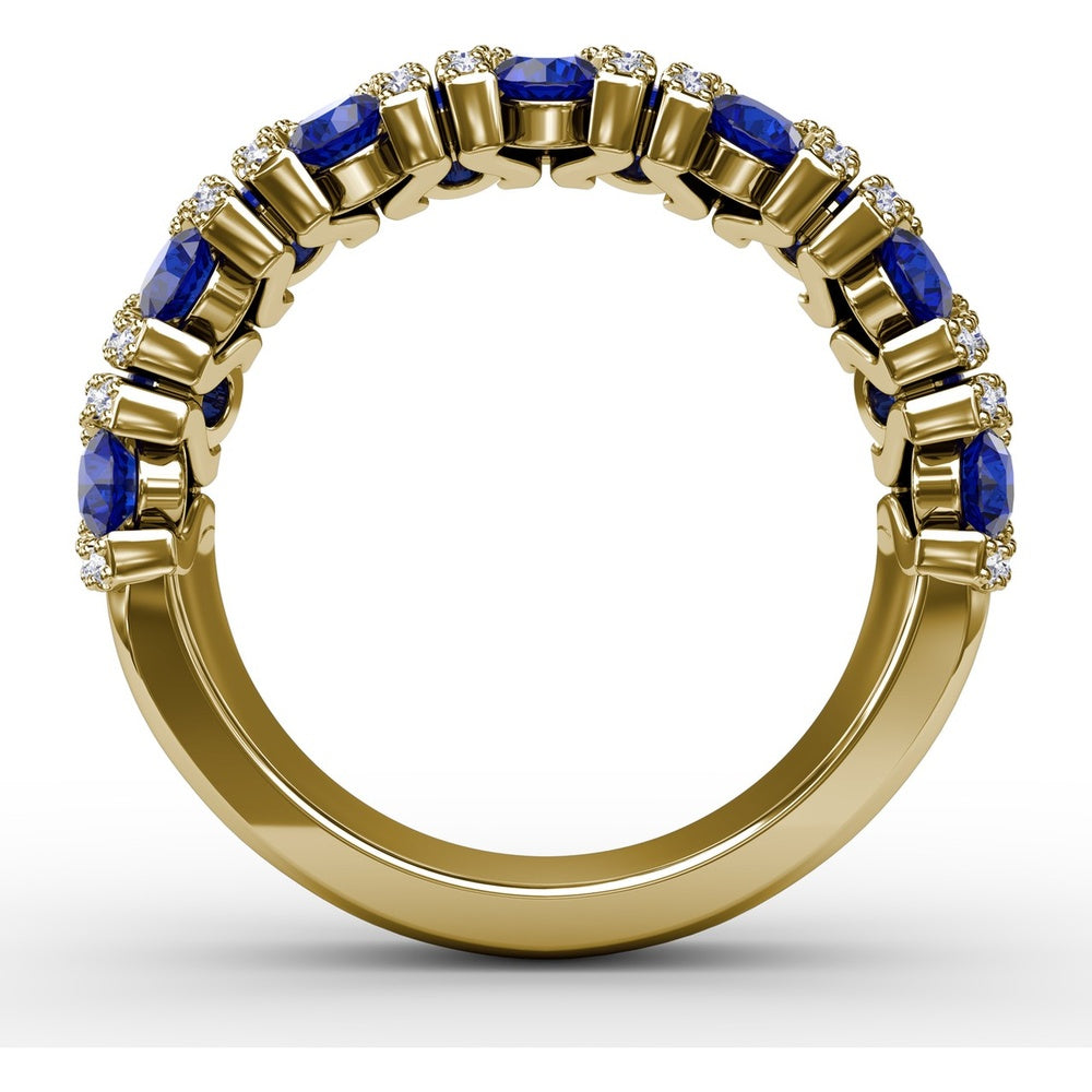 Statement Band with Round Sapphires and Pavé Diamond Openwork by Fana - 1.85 Carat Total Gemstone Weight