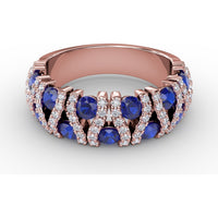 Statement Band with Round Sapphires and Pavé Diamond Openwork by Fana - 1.85 Carat Total Gemstone Weight