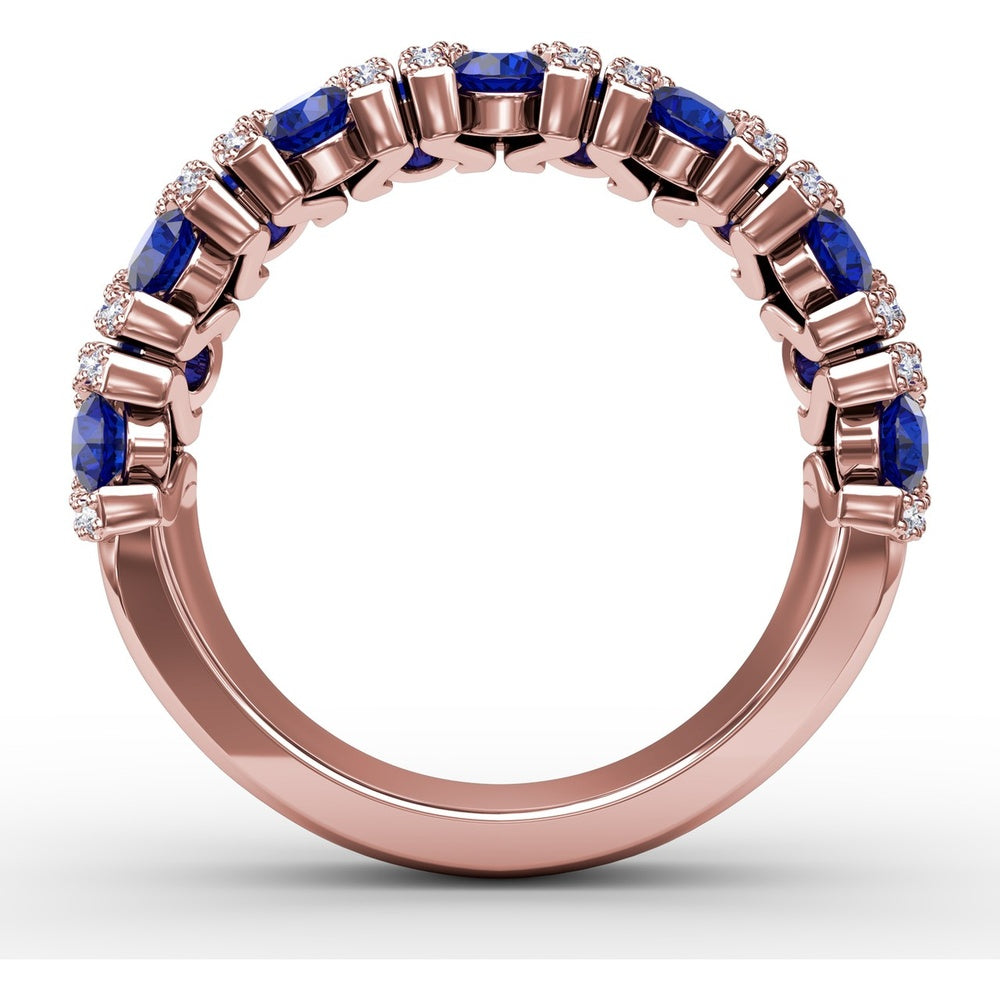 Statement Band with Round Sapphires and Pavé Diamond Openwork by Fana - 1.85 Carat Total Gemstone Weight