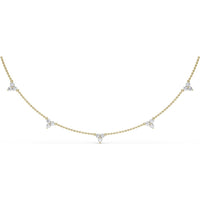 Station Necklace with 5 Clustered Round Diamond Trios by Fana - 1.58 Carat Total Diamond Weight