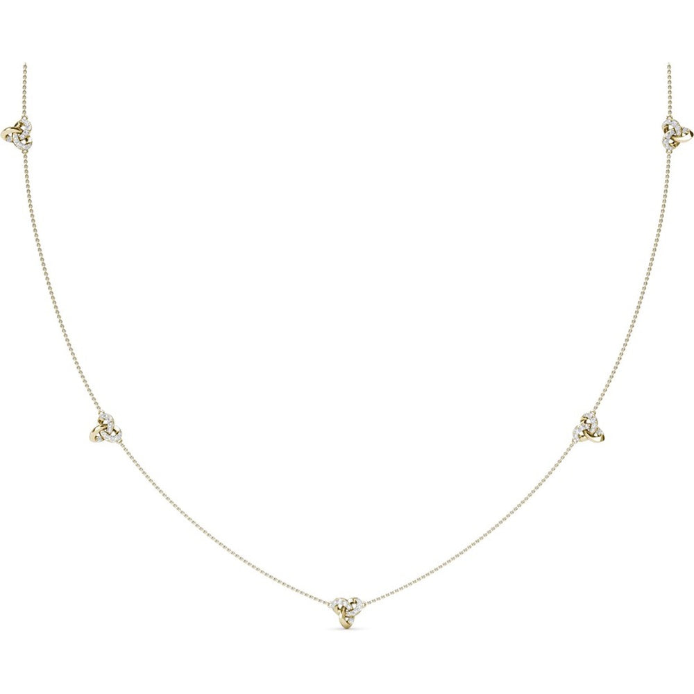 Station Necklace with Pavé-Set Round Diamond Knot Motifs by Fana - 1.58 Carat Total Diamond Weight
