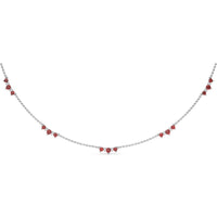 Station Necklace with Prong Set Round Rubies and Diamond Accents by Fana - 1.56 Carat Total Gemstone Weight