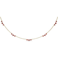 Station Necklace with Prong Set Round Rubies and Diamond Accents by Fana - 1.56 Carat Total Gemstone Weight