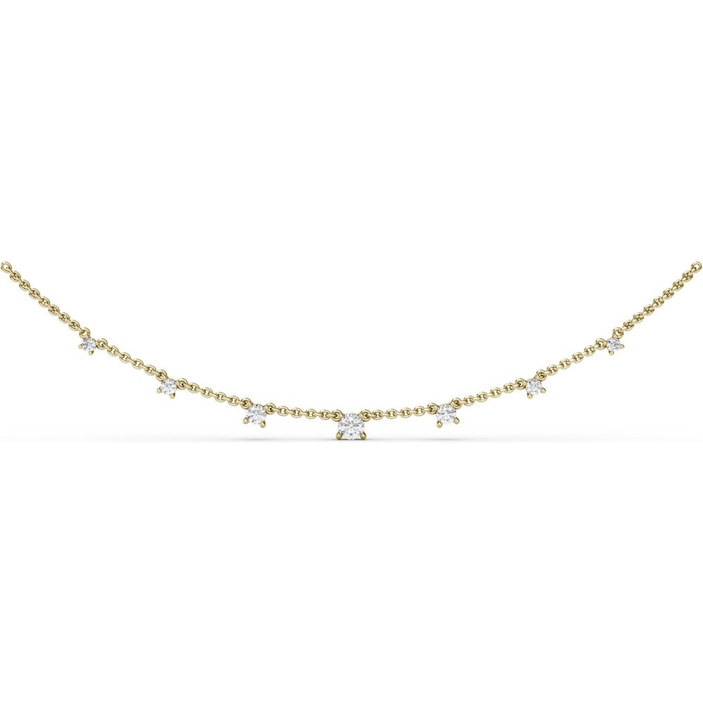 Station Necklace with Seven Bezel Set Round Diamonds by Fana - 0.47 Carat Total Diamond Weight
