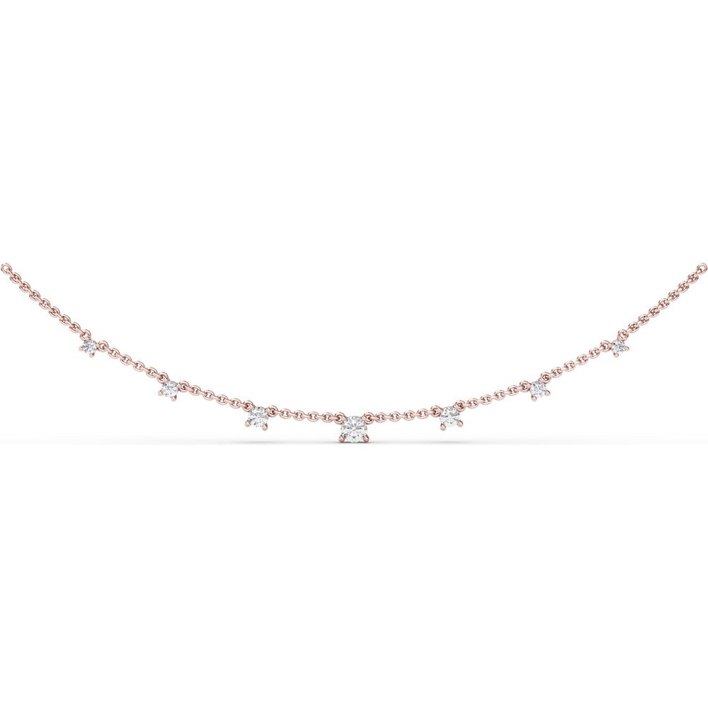 Station Necklace with Seven Bezel Set Round Diamonds by Fana - 0.47 Carat Total Diamond Weight
