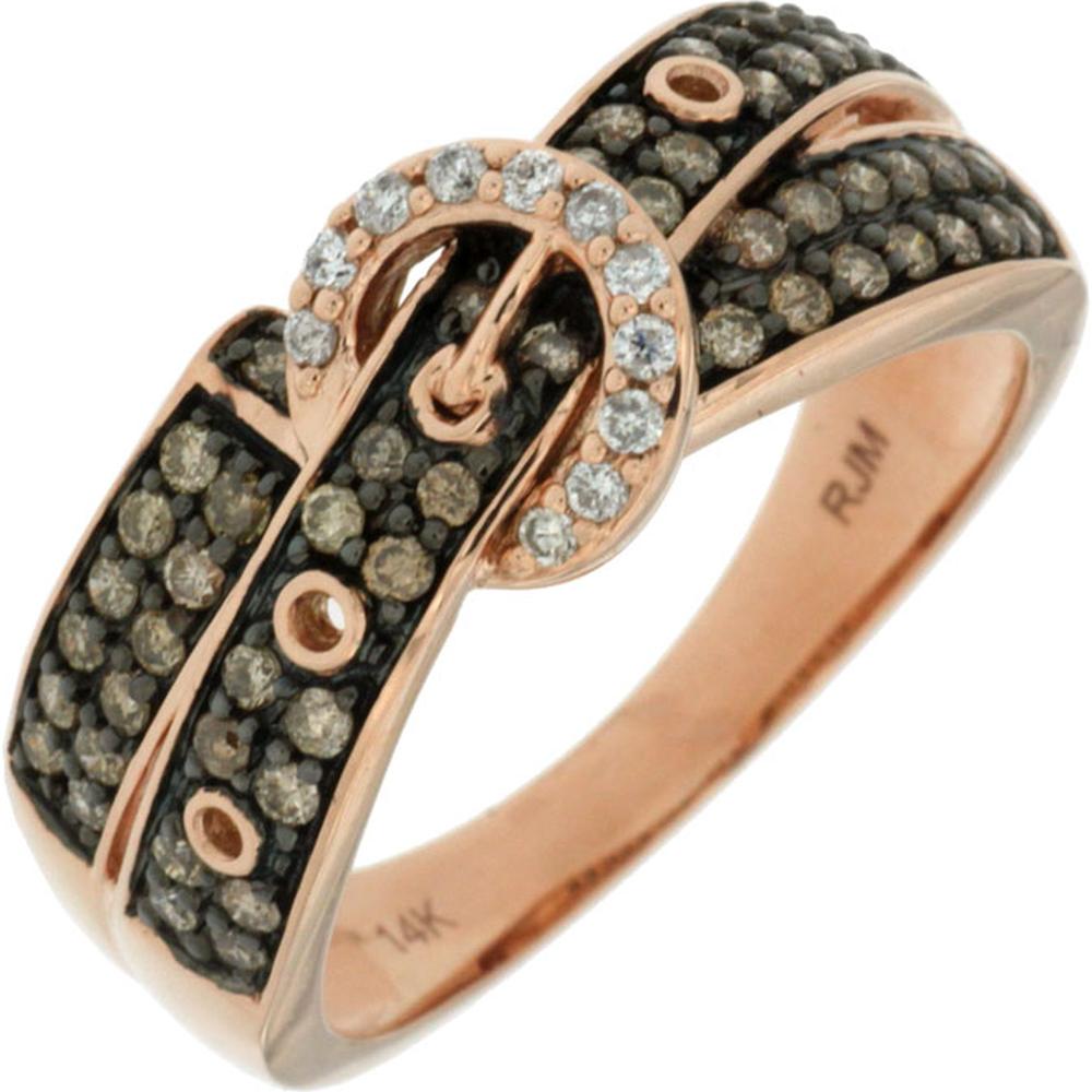 Stellar Rose:14K Rose Gold Diamond & Mocha Diamond Ring - 0.44 Carat Total Gem Weight