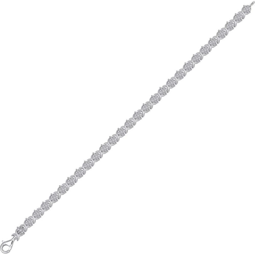 Sterling Silver 1/3 Carat Round Diamond Illusion-Set Tennis Bracelet