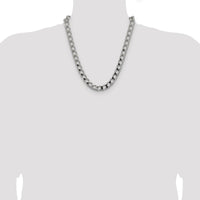 Sterling Silver 10.3mm Diamond-Cut Square Curb Chain Necklace - 22" Length by Lumare Gioia