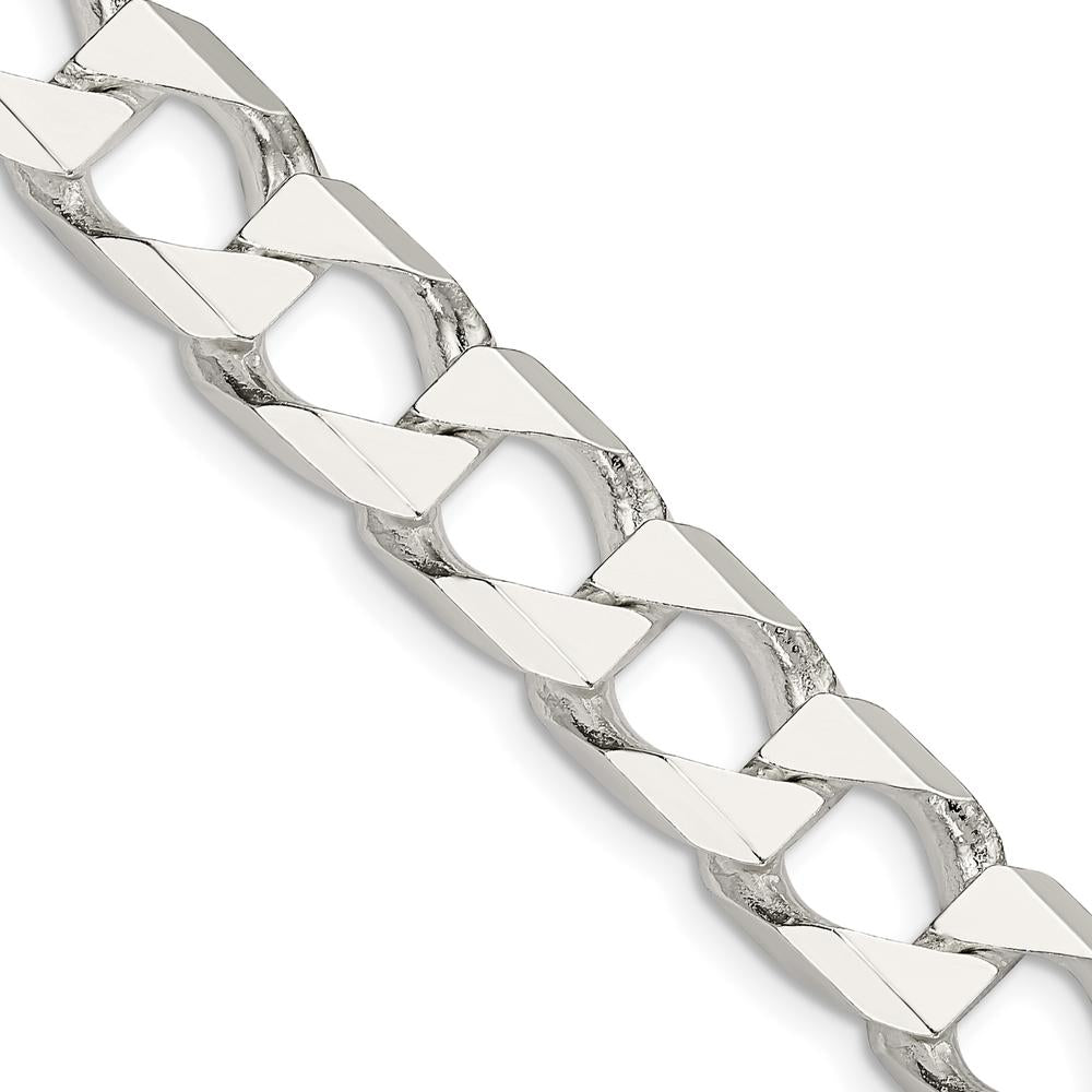Sterling Silver 10.3mm Diamond-Cut Square Curb Chain Necklace - 24 Inches by Lumare Gioia