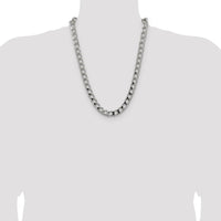 Sterling Silver 10.3mm Diamond-Cut Square Curb Chain Necklace - 24 Inches by Lumare Gioia