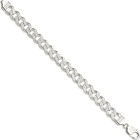 Sterling Silver 10.5mm Curb Chain Bracelet with Pave Texture - 8" by Lumare Gioia