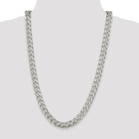 Sterling Silver 10.5mm Domed Curb Chain with Diamond-Cut Texture - 26" by Lumare Gioia