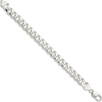 Sterling Silver 10.5mm Domed Diamond-Cut Curb Chain Bracelet - Polished Finish by Lumare Gioia
