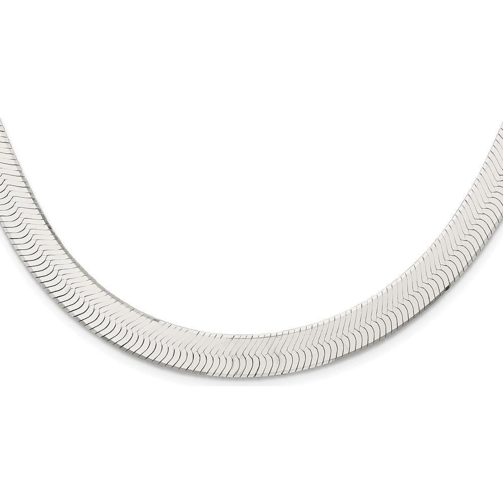 Sterling Silver 10.5mm Magic Herringbone Chain - 18" Polished Necklace with Lobster Clasp by Lumare Gioia