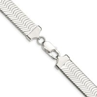 Sterling Silver 10.5mm Magic Herringbone Chain - 18" Polished Necklace with Lobster Clasp by Lumare Gioia
