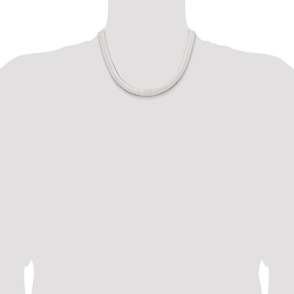 Sterling Silver 10.5mm Magic Herringbone Chain - 18" Polished Necklace with Lobster Clasp by Lumare Gioia