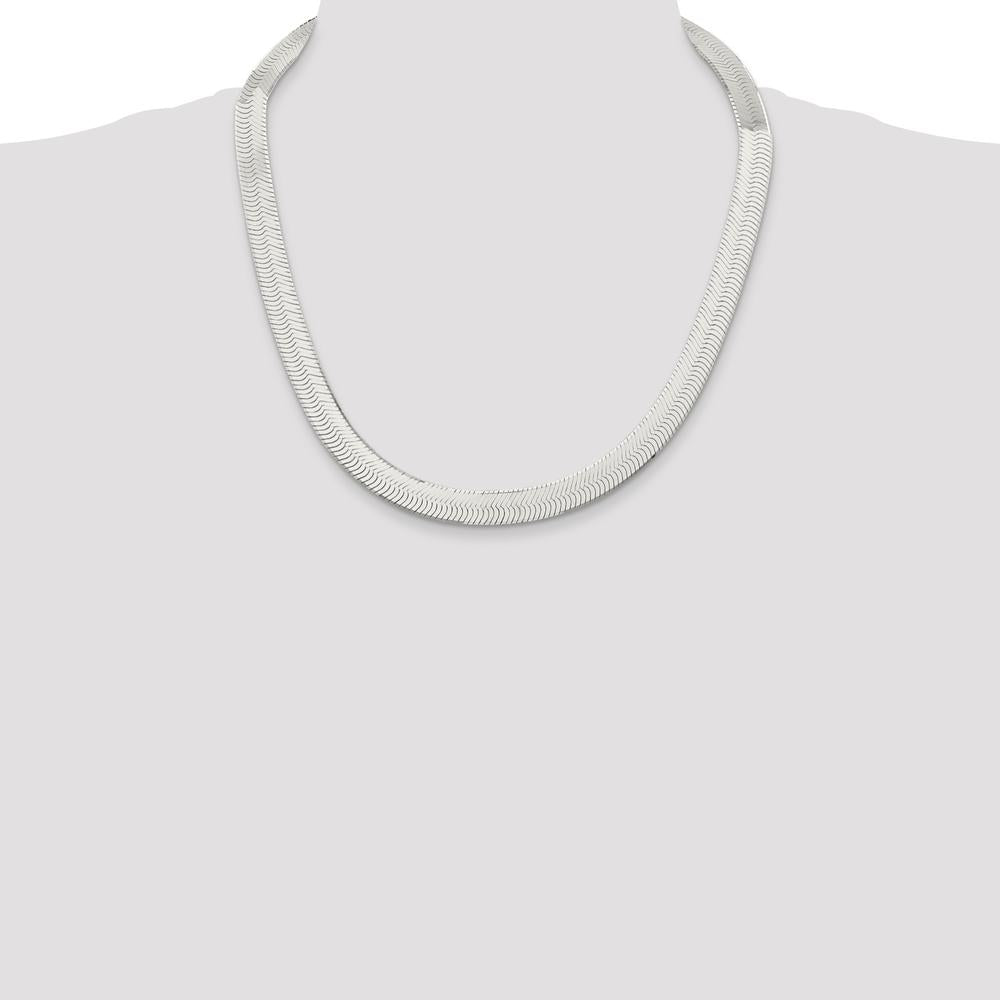 Sterling Silver 10.5mm Magic Herringbone Chain Necklace - 22 inches by Lumare Gioia