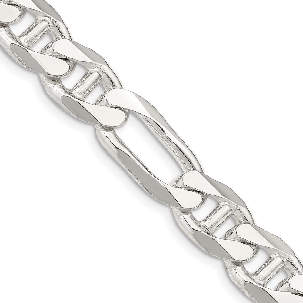 Sterling Silver 10.65mm Figaro Anchor Chain - 24 Inch Polished Finish Necklace by Lumare Gioia