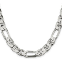 Sterling Silver 10.65mm Figaro Anchor Chain - 24 Inch Polished Finish Necklace by Lumare Gioia