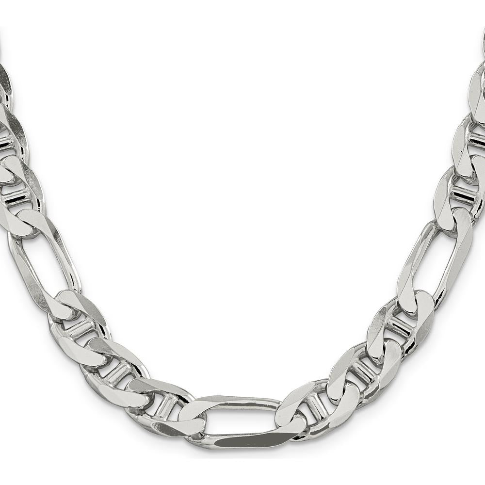 Sterling Silver 10.65mm Figaro Anchor Chain - 24 Inch Polished Finish Necklace by Lumare Gioia