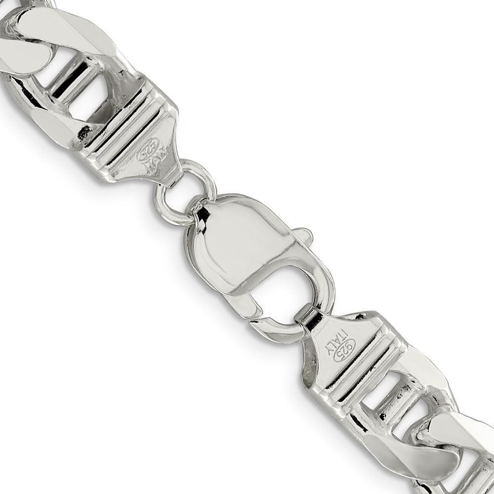 Sterling Silver 10.65mm Figaro Anchor Chain - 24 Inch Polished Finish Necklace by Lumare Gioia