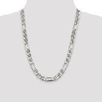 Sterling Silver 10.65mm Figaro Anchor Chain - 24 Inch Polished Finish Necklace by Lumare Gioia