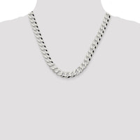 Sterling Silver 10.6mm Beveled Curb Chain Necklace - 20 Inches by Lumare Gioia
