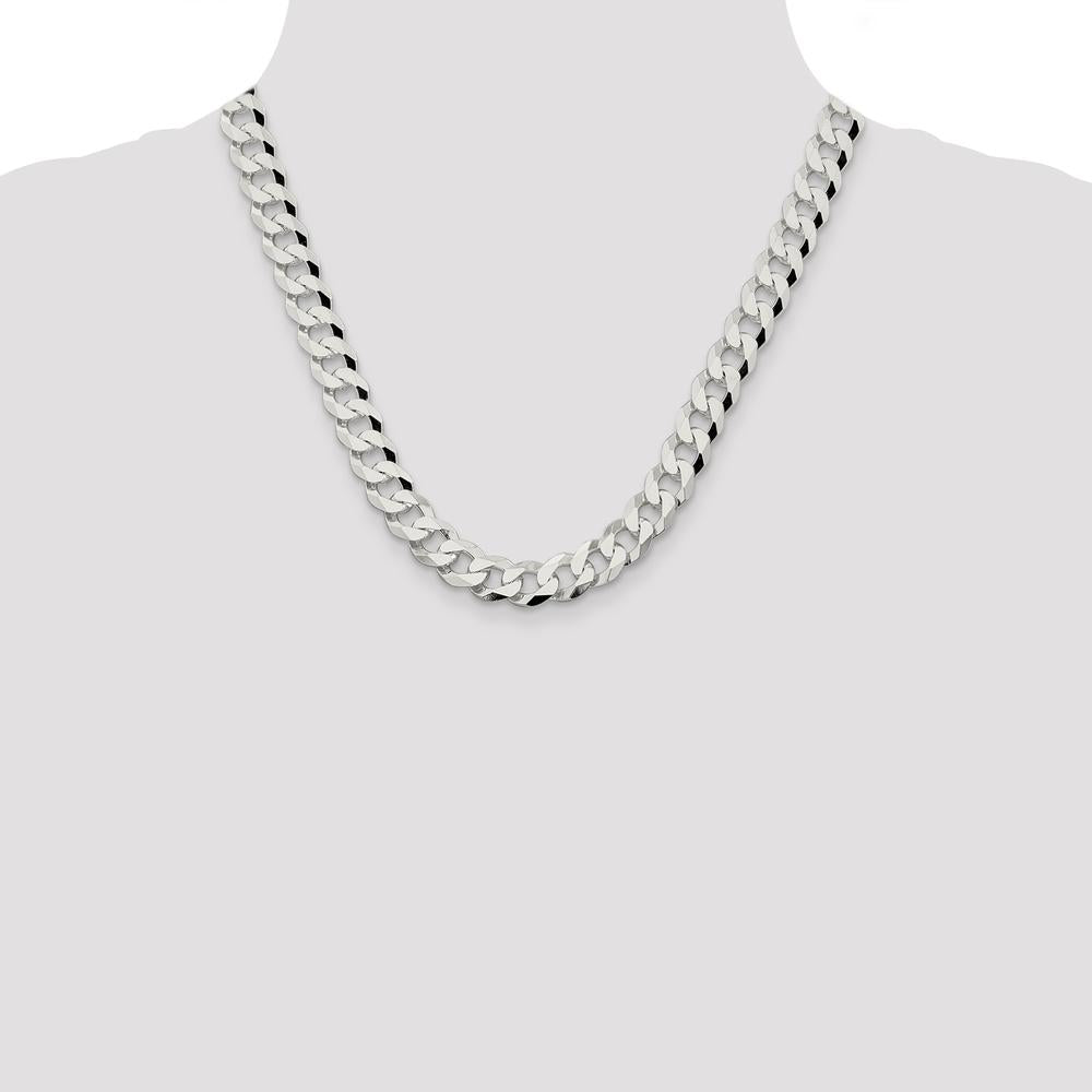 Sterling Silver 10.6mm Beveled Curb Chain Necklace - 20 Inches by Lumare Gioia