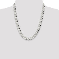 Sterling Silver 10.6mm Beveled Curb Chain Necklace - 22 Inches by Lumare Gioia