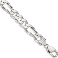 Sterling Silver 10.75mm Figaro Chain Bracelet with Polished Finish - 9 Inches by Lumare Gioia