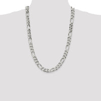Sterling Silver 10.75mm Figaro Chain Necklace - 26 Inches by Lumare Gioia