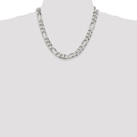 Sterling Silver 10.75mm Figaro Chain Necklace with Lobster Clasp - 20 inches by Lumare Gioia