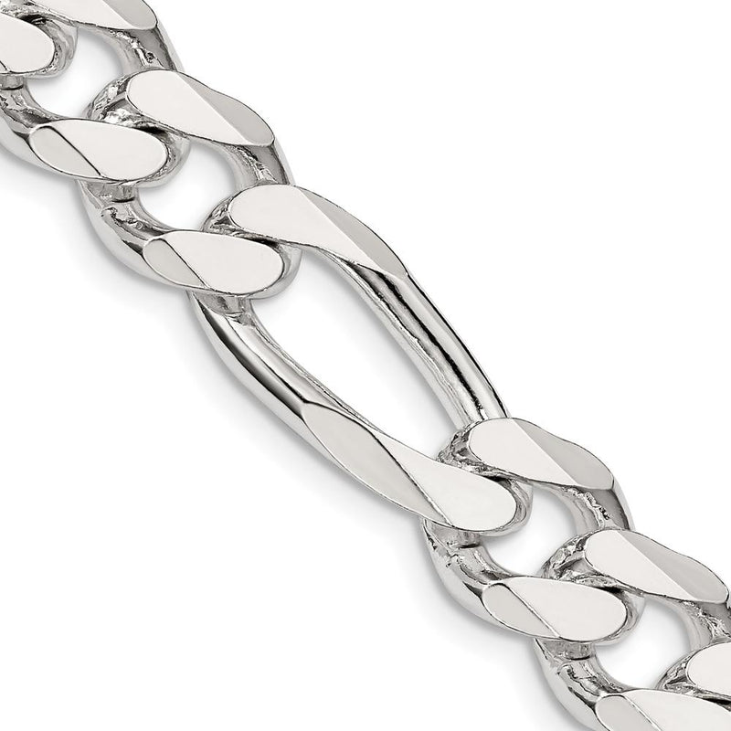 Sterling Silver 10.75mm Figaro Chain Necklace with Lobster Clasp - 22" by Lumare Gioia