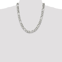 Sterling Silver 10.75mm Figaro Chain Necklace with Lobster Clasp - 22" by Lumare Gioia