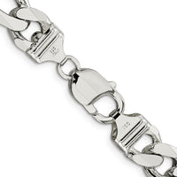 Sterling Silver 10.75mm Polished Figaro Chain Necklace - 24 inches by Lumare Gioia