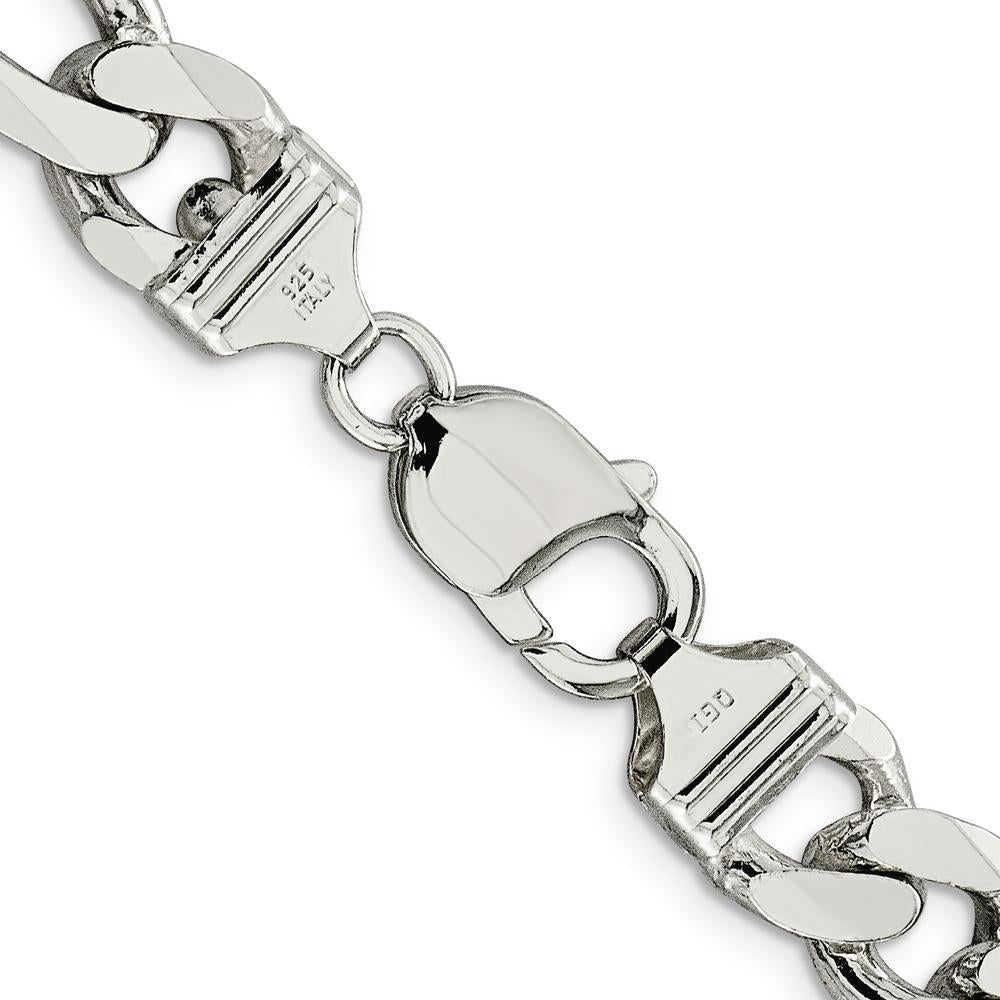Sterling Silver 10.75mm Polished Figaro Chain Necklace - 24 inches by Lumare Gioia