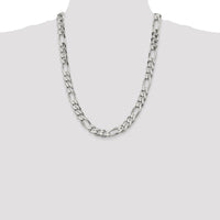 Sterling Silver 10.75mm Polished Figaro Chain Necklace - 24 inches by Lumare Gioia