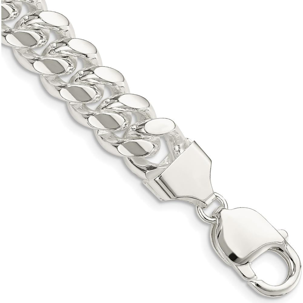 Sterling Silver 10.7mm Polished Domed Curb Chain Bracelet - 9 Inch Length by Lumare Gioia