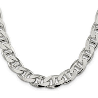 Sterling Silver 10.8mm Diamond-Cut Flat Anchor Curb Chain Necklace - 26 Inches by Lumare Gioia