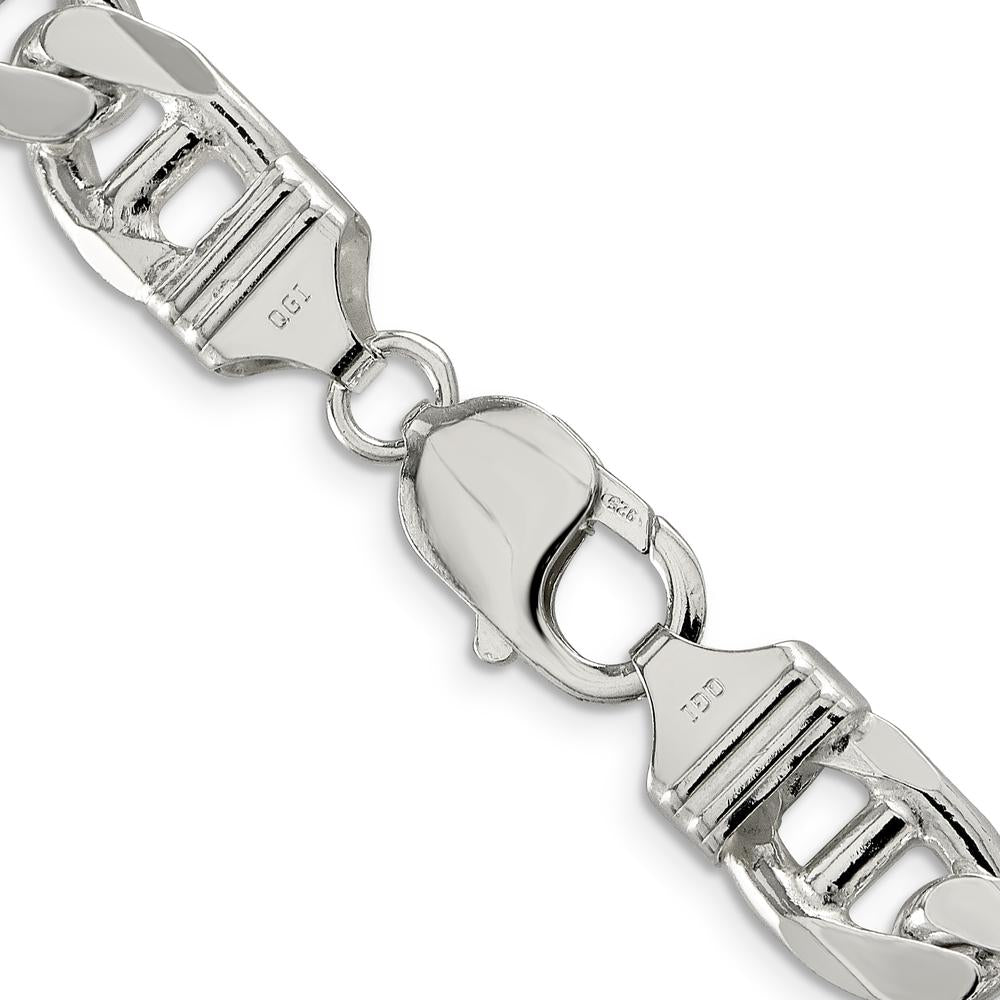 Sterling Silver 10.8mm Diamond-Cut Flat Anchor Curb Chain Necklace - 26 Inches by Lumare Gioia